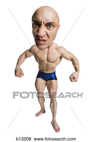 Stock Photo - Caricature of muscular man flexing. Fotosearch