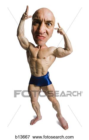 Stock Photo - Caricature of muscular man flexing. Fotosearch
