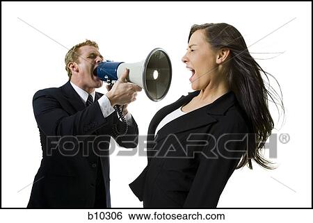 Close-up of a businessman shouting at a teenage girl through a megaphone View Large Photo Image Stock Photograph - Close-up of a businessman shouting at a teenage girl through a megaphone. Fotosearch