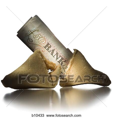 Close-up of a fifty pound banknote in a broken fortune cookie View Large Photo Image Stock Image - Close-up of a fifty pound banknote in a broken fortune cookie. Fotosearch