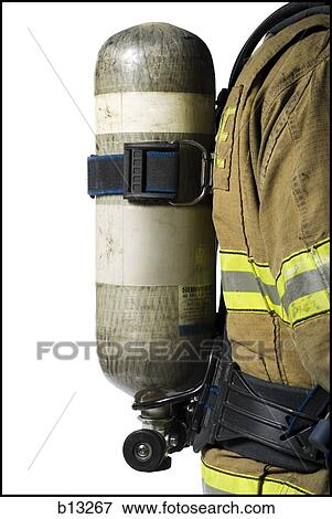 Close-up of a firefighter's tank View Large Photo Image Stock Photo - Close-up of a firefighter's tank. Fotosearch