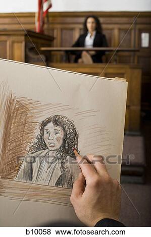 Close-up of a man's hand drawing a sketch of a witness in a courtroom View Large Photo Image Stock Photo - Close-up of a man's hand drawing a sketch of a witness in a courtroom. Fotosearch