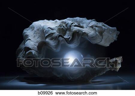 Stock Photograph - Close-up of a pearl in an oyster. Fotosearch