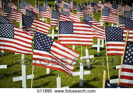 Cross markers with US flags View Large Photo Image Stock Image - Cross markers with US flags. Fotosearch