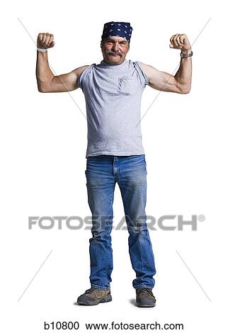 Disheveled middle aged man flexing arms View Large Photo Image Stock Image - Disheveled middle aged man flexing arms. Fotosearch