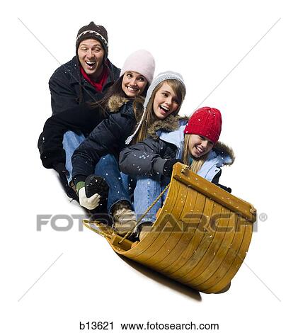 Family on toboggan View Large Photo Image Stock Image - Family on toboggan. Fotosearch