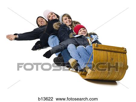 Family on toboggan View Large Photo Image Stock Image - Family on toboggan. Fotosearch