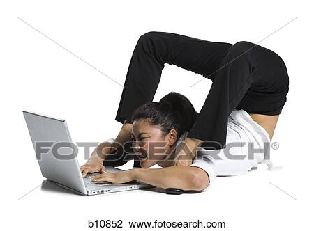 Stock Image - Female contortionist businesswoman. Fotosearch
