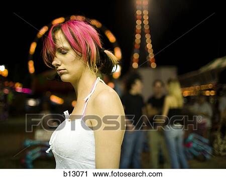Female punk with dyed pink hair View Large Photo Image Stock Image - Female punk with dyed pink hair. Fotosearch