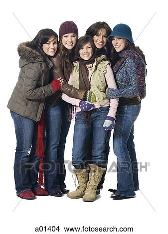 Five women in winter coats View Large Photo Image Picture - Five women in winter coats. Fotosearch