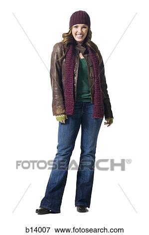 Full length woman with toque smiling View Large Photo Image Stock Photo - Full length woman with toque smiling. Fotosearch