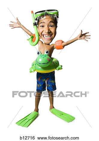 Stock Photograph - Funny kid in swimming gear. Fotosearch