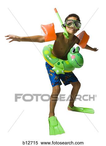 Stock Photography - Funny kid in swimming gear. Fotosearch