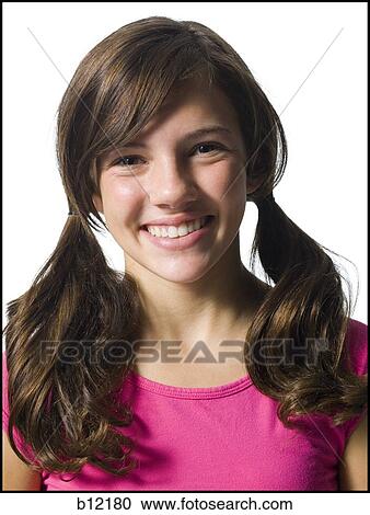 Girl with long pigtails View Large Photo Image Stock Image - Girl with long pigtails. Fotosearch