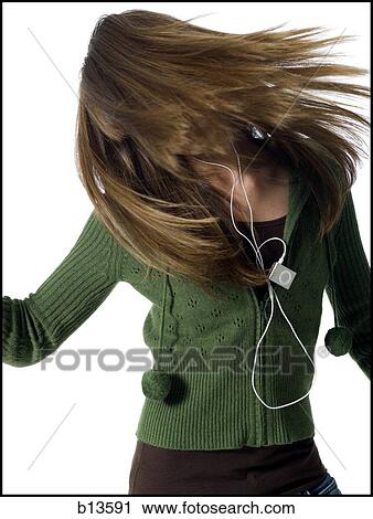 Girl with mp3 player dancing View Large Photo Image Stock Image - Girl with mp3 player dancing. Fotosearch