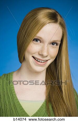 Girl with retainer smiling View Large Photo Image Picture - Girl with retainer smiling. Fotosearch