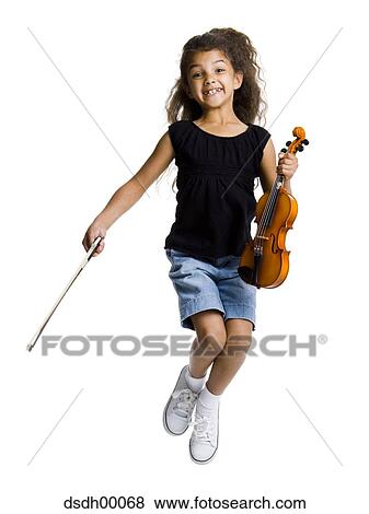 Girl with violin leaping View Large Photo Image Stock Photo - Girl with violin leaping. Fotosearch
