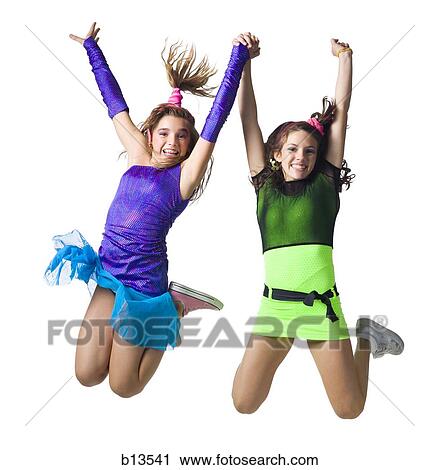 Stock Image - Girls in costume dancing. Fotosearch