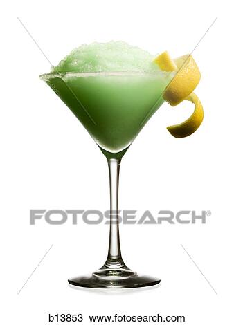 Green slush beverage in cocktail glass with lemon garnish View Large Photo Image Stock Image - Green slush beverage in cocktail glass with lemon garnish. Fotosearch