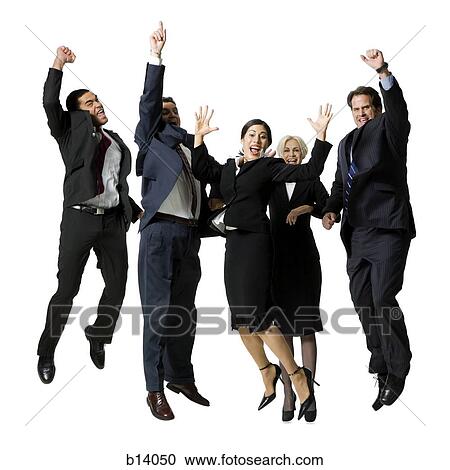 Group of five businesspeople leaping View Large Photo Image Stock Image - Group of five businesspeople leaping. Fotosearch