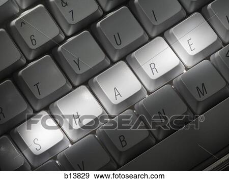 Stock Photo - Keyboard with SHARE highlighted. Fotosearch