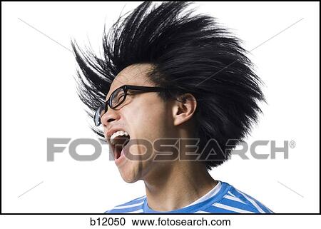 Laughing man with wild hair View Large Photo Image Stock Image - Laughing man with wild hair. Fotosearch