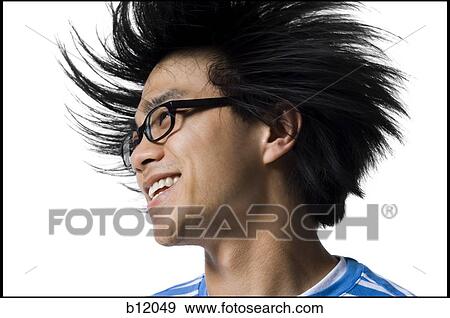 Stock Photo - Laughing man with wild hair. Fotosearch