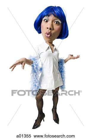 Man in dress with blue wig and pantyhose View Large Photo Image Stock Photography - Man in dress with blue wig and pantyhose. Fotosearch