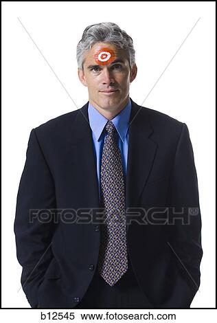 Man with bull's-eye on forehead View Large Photo Image Stock Photography - Man with bull's-eye on forehead. Fotosearch