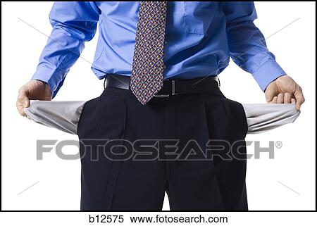 Stock Photography - Man with empty pockets inside out. Fotosearch
