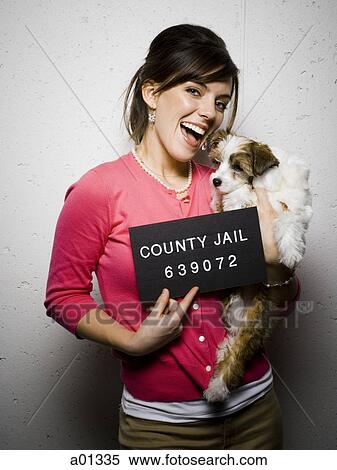 Mug shot of woman with dog View Large Photo Image Stock Photography - Mug shot of woman with dog. Fotosearch