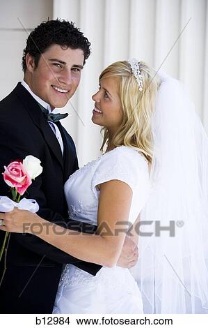 Picture - Newlywed bride and groom. Fotosearch