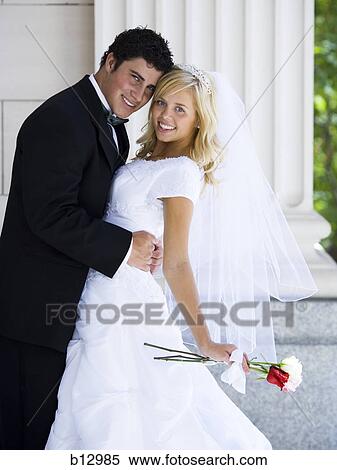 Stock Photography - Newlywed bride and groom. Fotosearch