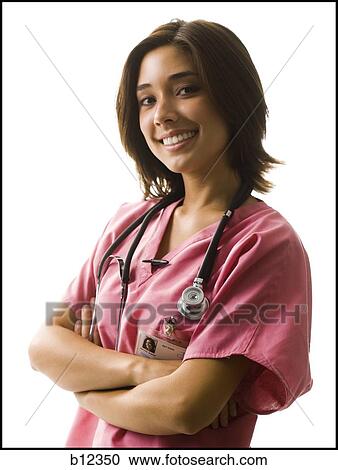 Nurse in pink scrubs View Large Photo Image Stock Image - Nurse in pink scrubs. Fotosearch