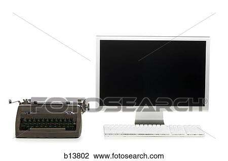 Old typewriter and modern computer View Large Photo Image Stock Image - Old typewriter and modern computer. Fotosearch