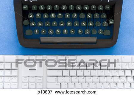Old typewriter and modern keyboard View Large Photo Image Stock Photo - Old typewriter and modern keyboard. Fotosearch