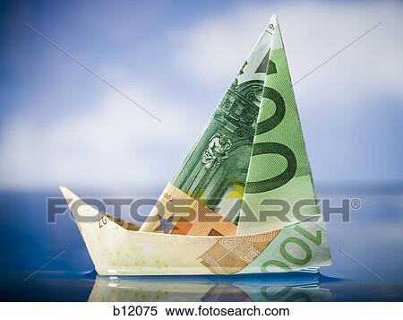 Paper sailboat made of Euro banknotes View Large Photo Image Stock Photography - Paper sailboat made of Euro banknotes. Fotosearch