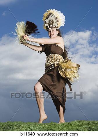 Stock Image - Polynesian female dancer. Fotosearch