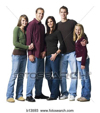 Stock Image - Portrait of a family of five. Fotosearch