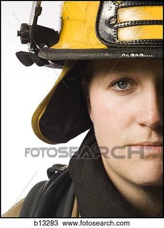 Portrait of a female firefighter close up View Large Photo Image Stock Image - Portrait of a female firefighter close up. Fotosearch