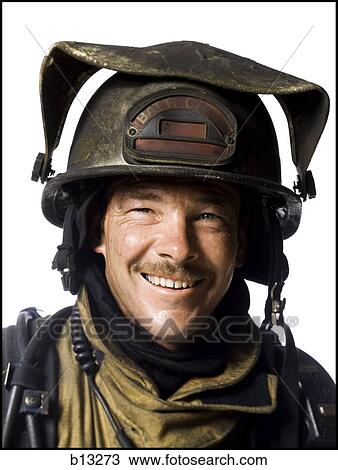 Portrait of a firefighter smiling View Large Photo Image Stock Image - Portrait of a firefighter smiling. Fotosearch
