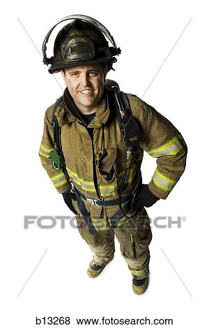 Stock Photo - Portrait of a firefighter smiling. Fotosearch