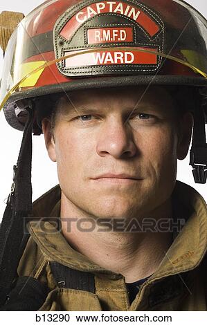 Portrait of a firefighter View Large Photo Image Stock Image - Portrait of a firefighter. Fotosearch