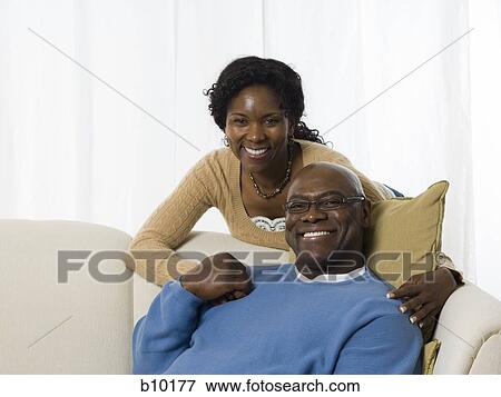 Stock Photo - Portrait of a senior couple smiling. Fotosearch