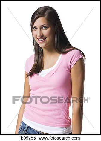 Stock Photography - Portrait of a young woman smiling. Fotosearch
