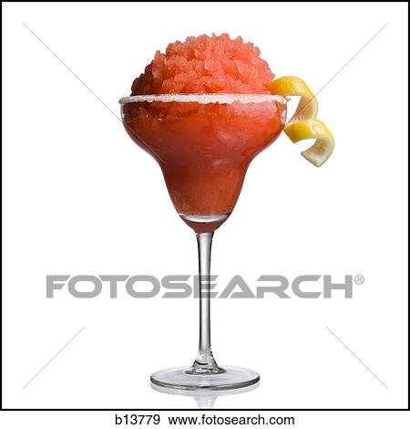 Red slush beverage in cocktail glass with lemon garnish View Large Photo Image Stock Photo - Red slush beverage in cocktail glass with lemon garnish. Fotosearch