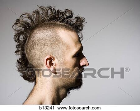 Side profile of man with half shaved hair and beard View Large Photo Image Stock Image - Side profile of man with half shaved hair and beard. Fotosearch