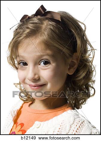 Smiling young girl in white sweater View Large Photo Image Stock Photo - Smiling young girl in white sweater. Fotosearch