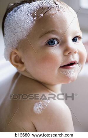 Stock Image - Soapy baby. Fotosearch