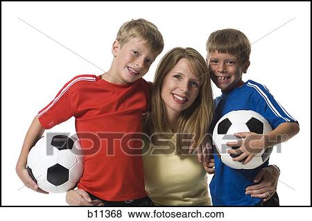 Soccer mom with sons View Large Photo Image Stock Photo - Soccer mom with sons. Fotosearch
